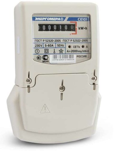 Счетчик электроэнергии 1Ф однотарифный Энергомера CE101 S6 145 М6 60/5 Т1 D 230В картинка